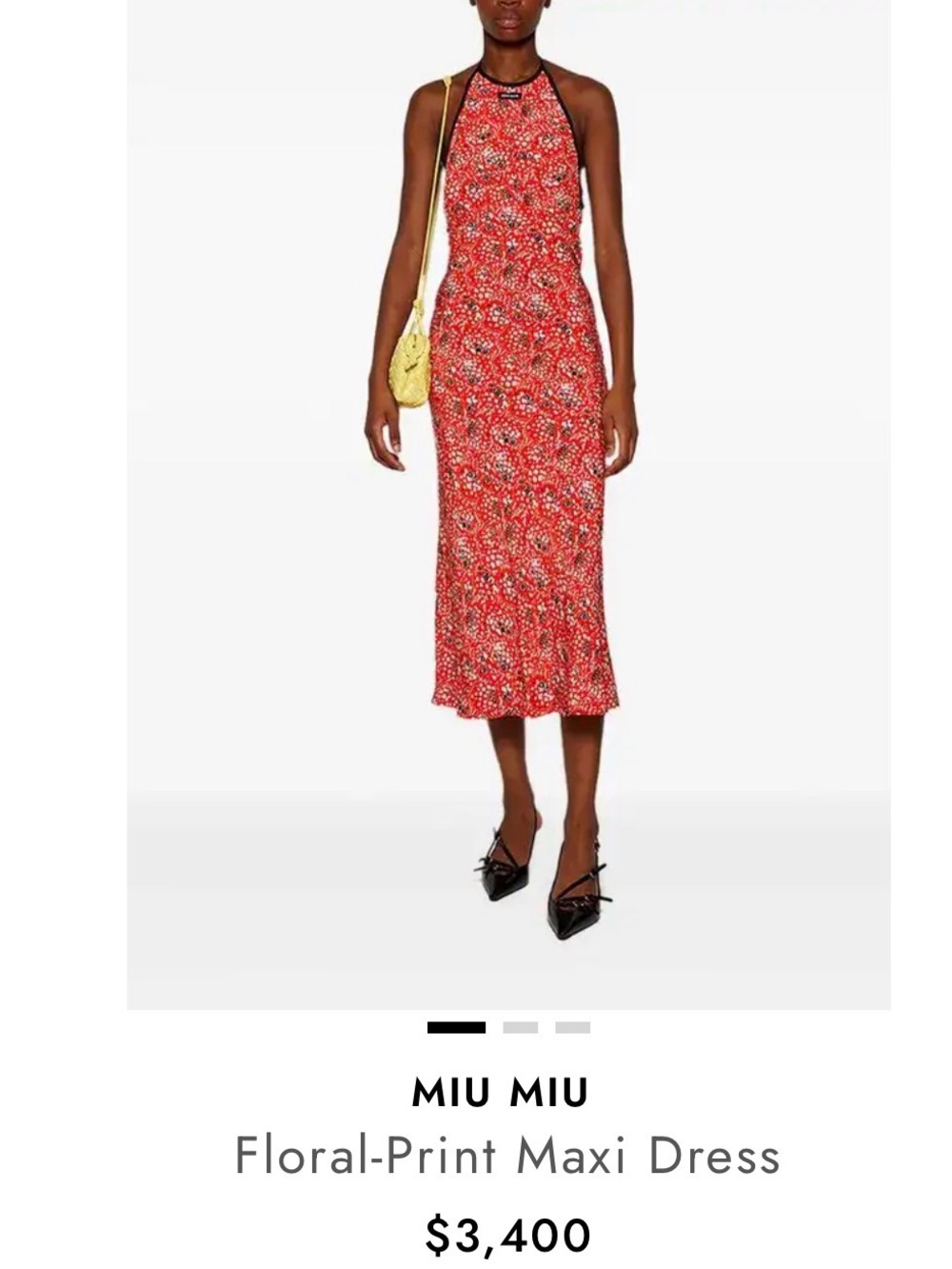 NWT Miu Miu Red Floral Halter Maxi Dress Size 40